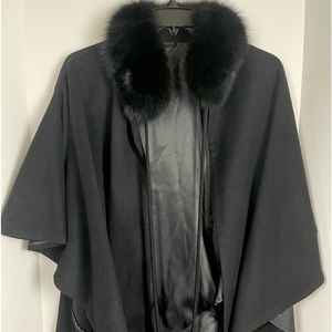 Neiman Marcus | Belle fare Cape | 100% Cashmere | Blue Fox | jacket coat